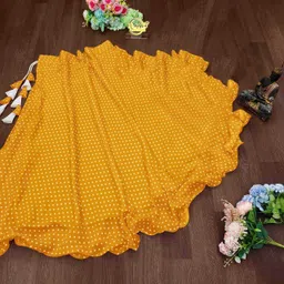 encliq Women Polka Print Flared Yellow, White Skirt image 2