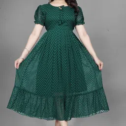 premarth Solid Georgette Stitched Flared/A-line Gown image 4