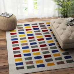 imperial knots Multicolor Geometric Wool 5ft x 8 ft Hand Tufted Carpet-picture-11