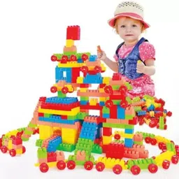 satsun enterprise (52 Block+ 8 Wheels) 60+ Pcs Building Bricks and Blocks for Kids with Wheel-picture-28