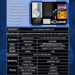 EXtreme R36S Retro15K+ Classic Video Games Portable Handheld Pocket Console,3.5" Screen 64 GB with Yes image 4