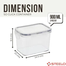steelo Transparent Plastic (Set of 2) Soclick Rectangular Container Set 900 ml image 5