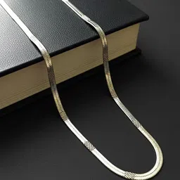 pride store Elegant Silver Herringbone Chain for Men,Women|Flat Snake Design Silver Plated Stainless Steel Chain-picture-48