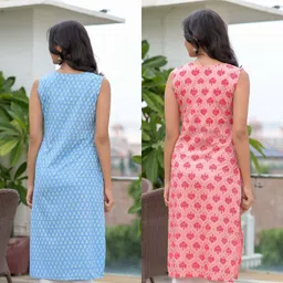 shobhit Pack of 2 Women Printed Viscose Rayon Straight Kurta image 2