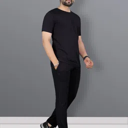 vebnor Men Night Suit Set Black Solid image 4