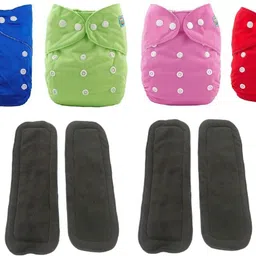 aldeco ( Pack of 4 Multicolor Cloth Diaper with 4 Black pad ) - Baby Pocket Diaper with Wet-free Insert Black Pad / Washable Cloth Diaper / Reusable Nappy for Kids of 0-24 months-picture-15