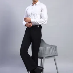 axnis Men Comfort Fit Black Polyester Trousers image 2