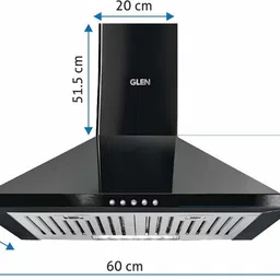 glen CH6050DXBLK60BF Wall Mounted BLACK 1000 CMH Chimney image 2