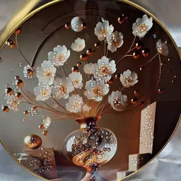 auntiqueindia Model- Bejeweled Floral Arrangement in a Vase Canvas 16 inch x 16 inch Painting image 3