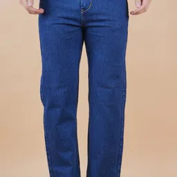 white leapard Men Regular Mid Rise Dark Blue Jeans-picture-40