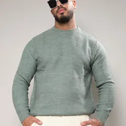 instafab plus Men Colorblock Turtle Neck Green Sweater-picture-26