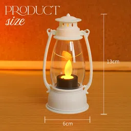 kavyara LED Mini Lantern with Acrylic Chimney | 8–12 Hrs. Burning Time | Flameless White Plastic Hanging Lantern image 3