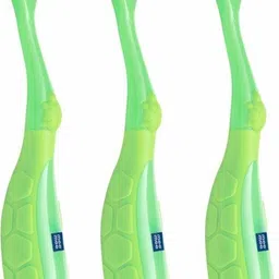 meemee Easy Grip Baby Toothbrush (Green, Pack of 3) Extra Soft Toothbrush image 4