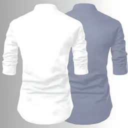 lirmo Pack of 2 Men Solid Cotton Blend Straight Kurta image 2