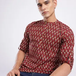 anouk rustic Men Printed Cotton Blend Straight Kurta-picture-11