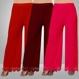 kiran impex Pack of 3 Women Straight Fit Multicolor Lycra Blend Trousers-picture-15