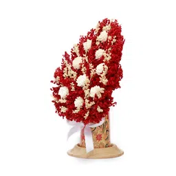 handzon Red Inverted Heart Shaped Sola Natural Dried Flowers On Conical Wooden Base image 4
