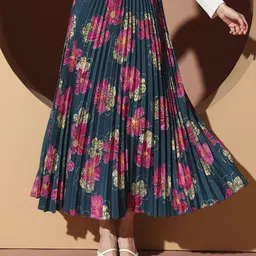 zwerlon Women Printed Pleated Multicolor Skirt image 1