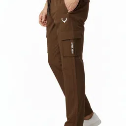skfebric Men Solid Brown Track Pants image 4