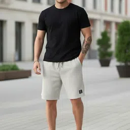 indiclub Self Design Men Grey Casual Shorts image 4