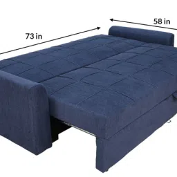 casacraft from pepperfry Ines Chenille Fabric Pull Out Sofa Cum Bed In Navy Blue Colour With Storage image 5