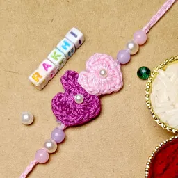 craftsy bliss Designer Handmade Little Hearts Rakhi | Crochet Rakhi | Made With Soft Cotton Yarn Rakhi Set-picture-15