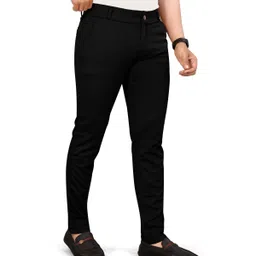 trending stellalifestyle Men Slim Fit Black Lycra Blend Trousers image 3