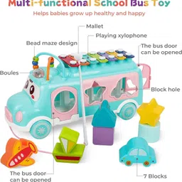 funland Xylophone School Bus Toy, Push & Pull Toy Educational and Learning Toys image 4