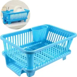lamax 3-in-1 Large Kitchen Sink Dish Drainer Rack | Plastic Washing Basket & Organizer Strainer image 5