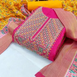 tavas Unstitched Chanderi Salwar Suit Material Embroidered image 2