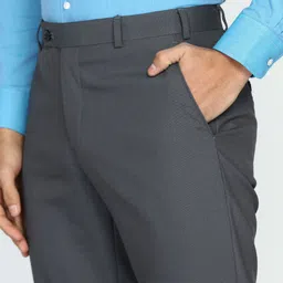 park avenue Men Regular Fit Dark Blue Viscose Rayon Trousers image 5