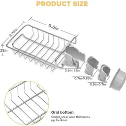 sai creatione Stainless Steel Adjusting Multifunctional Over Kitchen Sink Caddy rack image 2