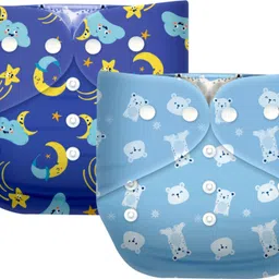 bumpers the baby co. Premium & Ultra Soft Organic Cloth Diaper for babies Combo, Royal Blue+Sea Blue image 1