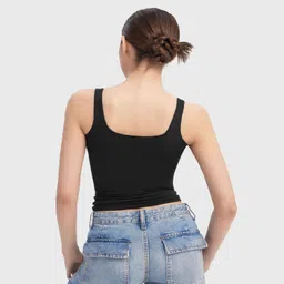 stars and you Casual Sleeveless Solid Women Black Top image 2