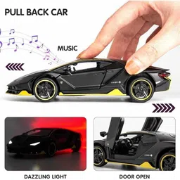 swe Die Cast Metal Toy Car Op-enable Door & Hood Light & Music image 3