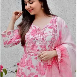 aditi tex fab simran sharma Printed Kurta, Trouser/Pant & Dupatta Set image 2