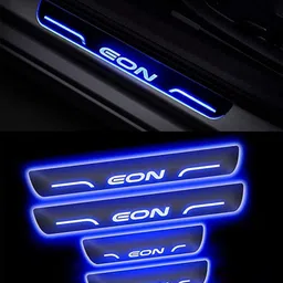 goshop Blue Sill Plate Waterproof Premium Glass Finishing Look Car Door with Mirror Finish Foot Step Sill Plate Hyundai Eon(Set of 4PCS, Blue) Car Fancy Lights image 3