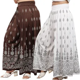 bitcoin Pack of 2 Women Regular Fit Brown, White Lycra Blend Trousers-picture-18