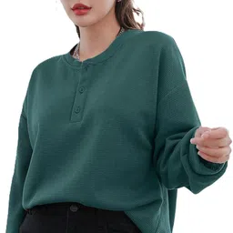 rahi trendz Formal Regular Sleeves Self Design Women Green Top-picture-18