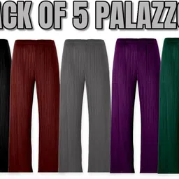 mp10 Pack of 5 Women Straight Fit Multicolor Polycotton Trousers-picture-14