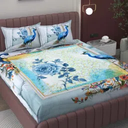 bromwick Multicolors Floral 250 TC Microfiber King Sized Double Bedsheet with 2 Pillow Covers-picture-38