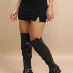 tokyo talkies Women Solid Skorts Black Skirt image 4