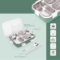 moira international Compartment -3 Sealed Leak Proof Stainless Steel For Kid's & Adult_G247 3 Containers Lunch Box image 3