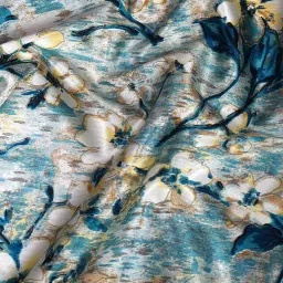 cortina Blue Polyester Floral 5ft Semisheer Eyelet 2 Pc Window Curtains image 5