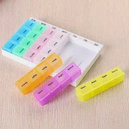 s m creation 7-day Pill Medicine Organizer 7-Day-Weekly Pill Case 28 Compartments Colorful Weekly Travel Pill Planner, Portable Travel Kits,Dust-Proof Box for Pills/Vitamin/Supplements Daily Reminders of 4 Times Pill Box image 4