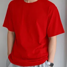 ashkart Solid Women Red T-Shirt Women Solid Round Neck Polycotton Red T-Shirt-picture-23