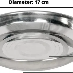 projain steel 6 Pieces Stainless Steel Heavy Gauge Medium Size Halva Plates Dinner Plate image 2