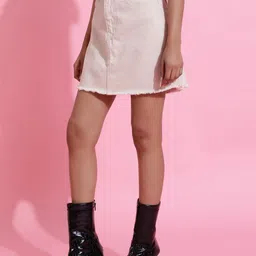 belliskey Women Solid A-line White Skirt image 3