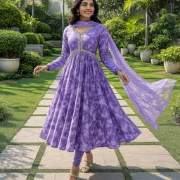 shreevastra Floral Print Georgette Stitched Anarkali Gown-picture-12