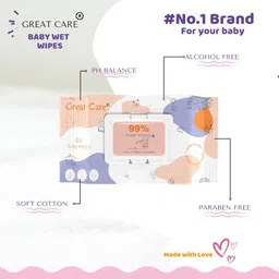 great care Baby 99% Pure Water Wet Wipes – Aloe Vera & Vitamin E, Soft and Paraben Free image 2